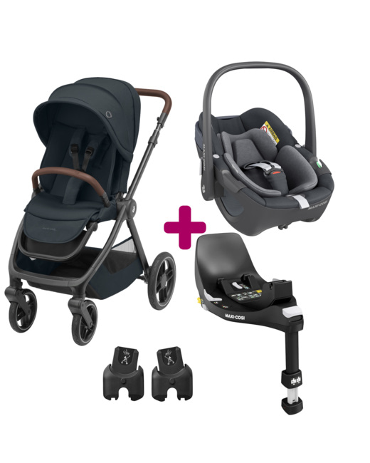 Poussette duo Oxford + siège auto Pebble 360 + base familyFix 360