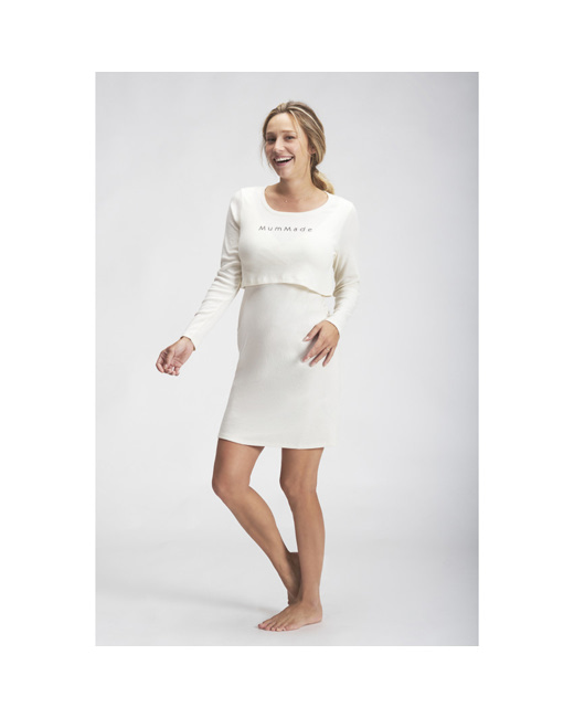 Chemise de nuit de grossesse et d'allaitement effet côtelé et print