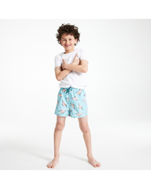 Short de bain imprimé "Raie Manta" bleu garçon