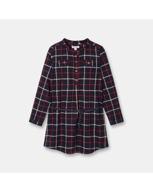 Robe-chemise à carreaux bleue fille