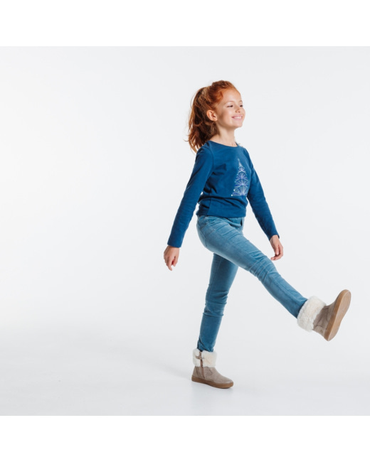 Treggings en velours stretch bleu fille