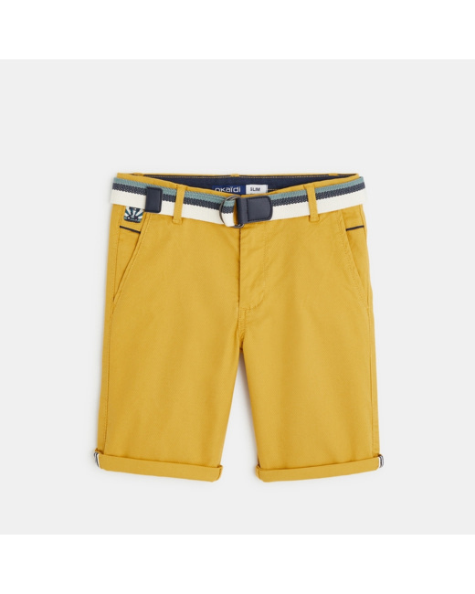 Bermuda slim en toile piquée jaune garçon