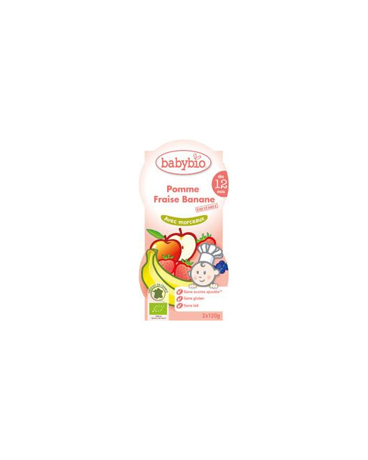 Compote pomme, fraise, banane