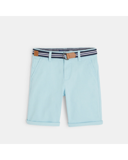 Bermuda stretch imprimé ceinturé bleu garçon