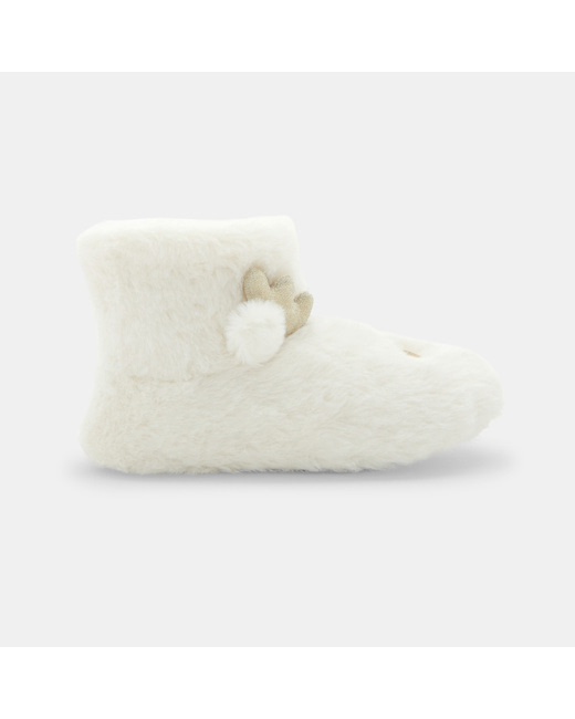 Chaussons soft boa fourrés rennes beige fille