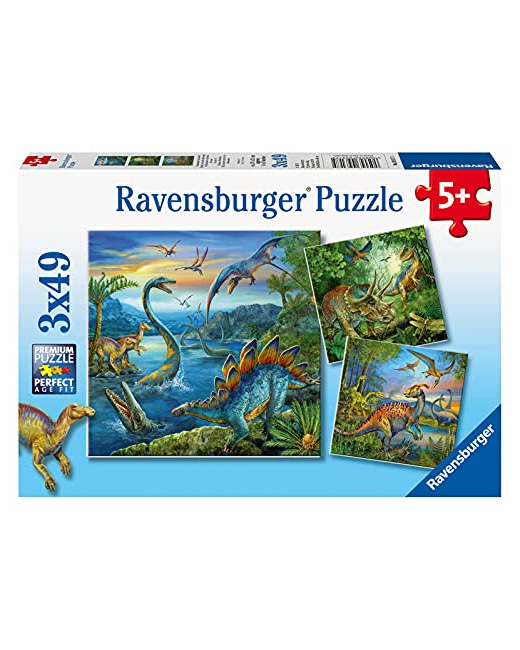 Puzzle - La fascination des dinosaures - 3x49 pièces