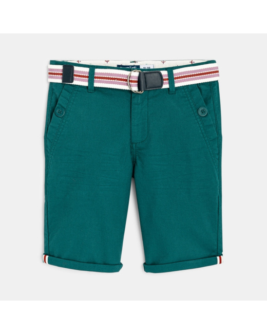 Bermuda slim maille fantaisie vert garçon