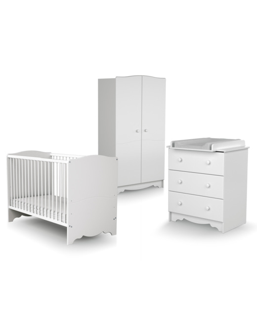 Chambre bébé lit, commode à langer et armoire en bois MARELLE