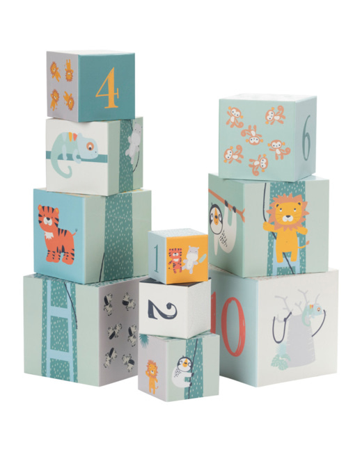 Lot de 10 cubes gigognes à empiler - Happy wild