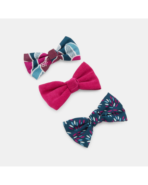 Barrettes nœuds papillon imprimés (lot de 3) rose fille