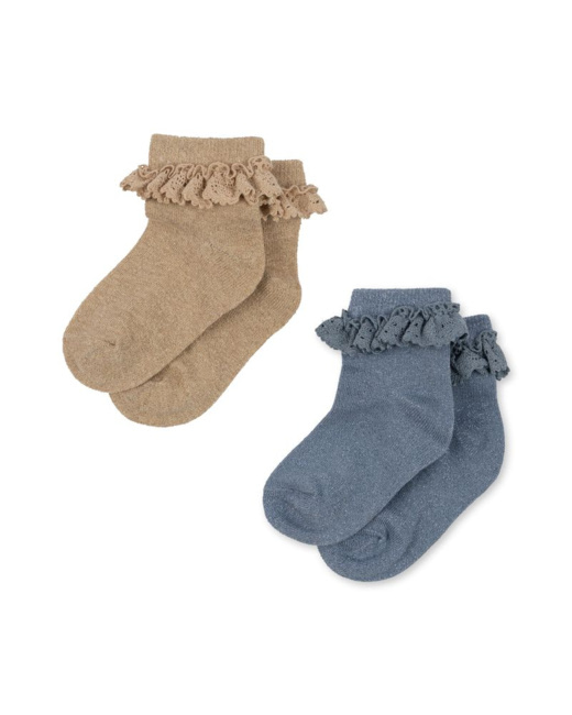 Lot de 2 paires de chaussettes Sable et Bleu