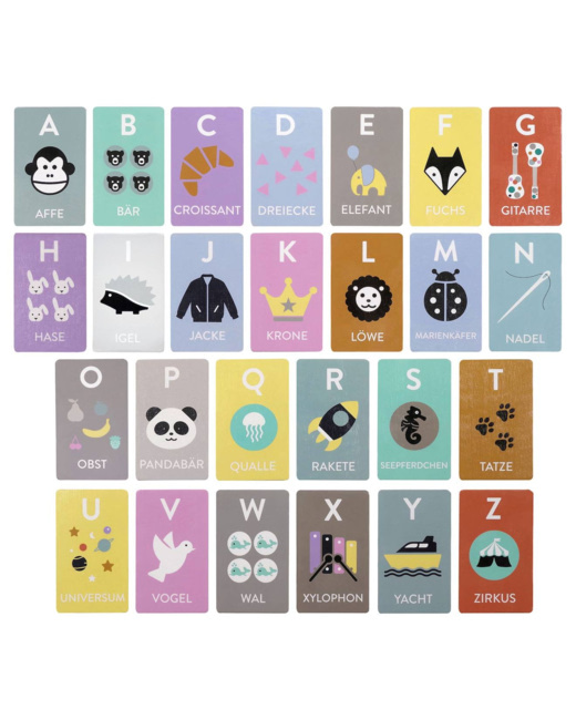 Cartes alphabet en bois