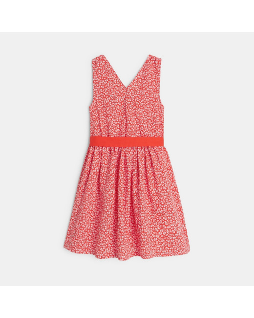 Robe cache-coeur à fleurs orange fille