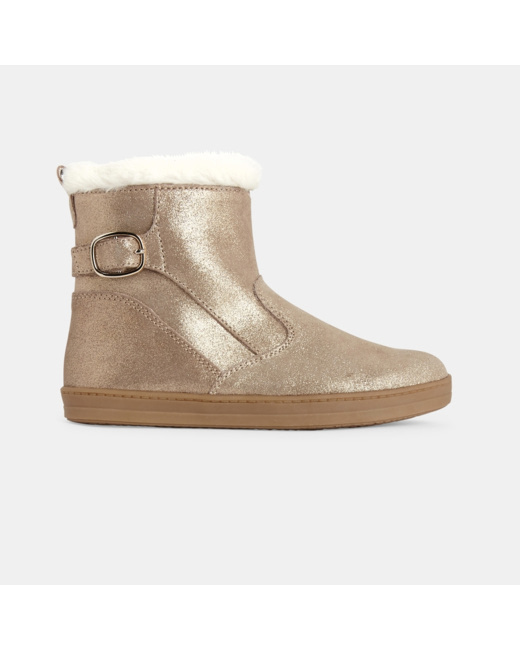 Boots croûte de cuir irisée fourrées jaunes fille
