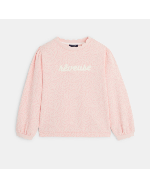 Sweat-shirt imprimé à message "Rêveuse" rose fille