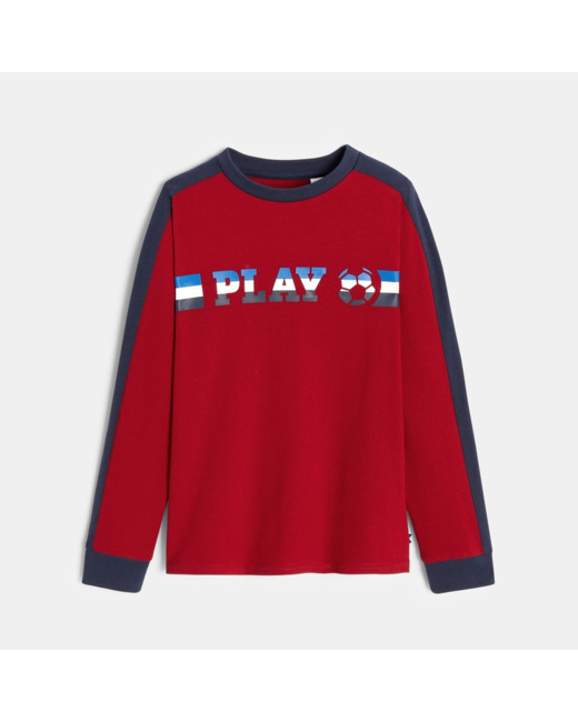 T-shirt manches longues foot rouge garçon