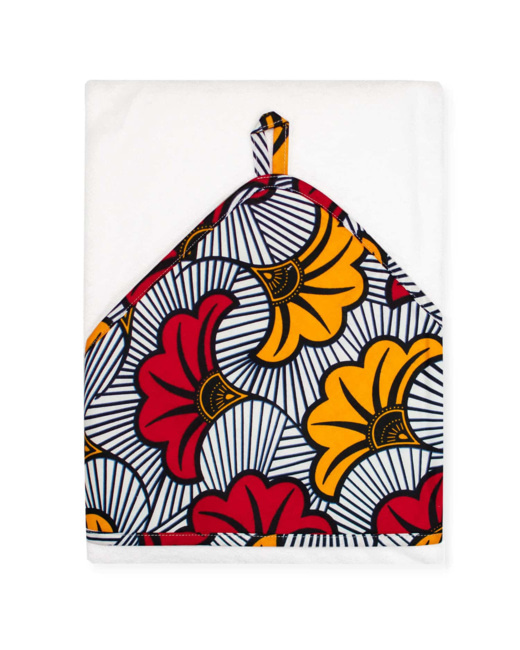 Grande cape de bain en coton et bambou, Wax Fleurs de mariage