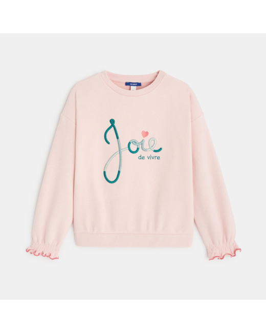 Sweat-shirt à message rose fille