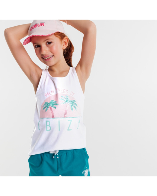 Débardeur motif à sequins blanc fille