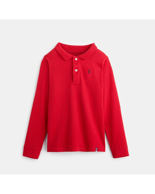 Polo manches longues rouge garçon