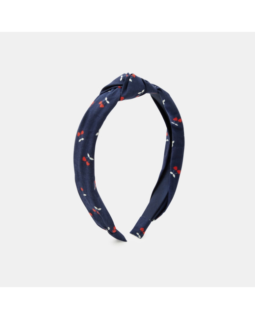 Serre-tête motif cerises bleu fille