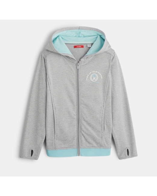Sweat-shirt sport à capuche gris fille