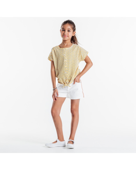 Short en toile blanc fille