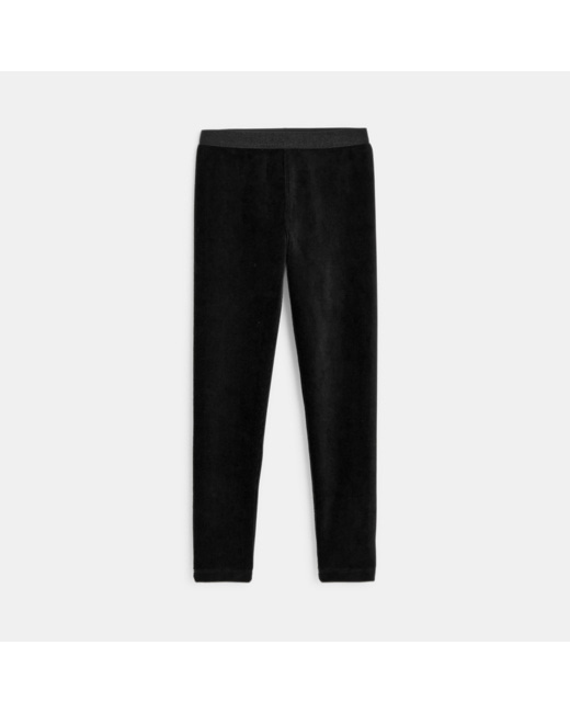 Leggings en velours côtelé noir fille