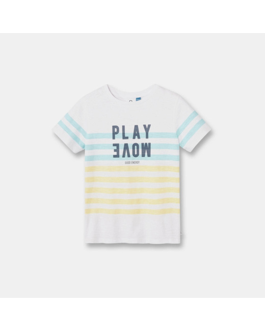 T-shirt rayé à message blanc garçon
