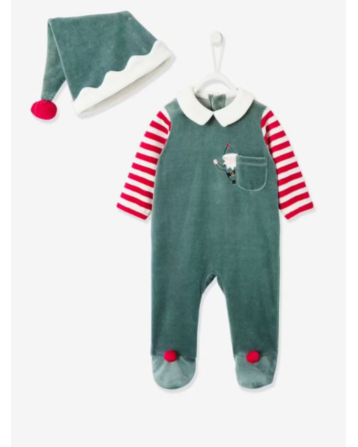Coffret cadeau de Noël bébé mixte pyjama + bonnet Joyeux Lutin