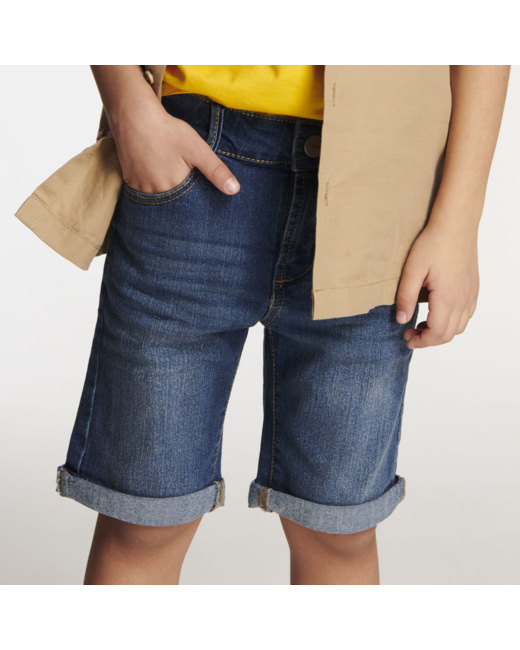 Bermuda slim en jean hyper-stretch bleu garçon