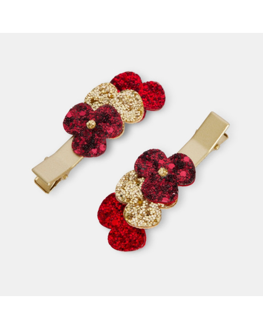 Barrettes fantaisie pailletées rouge fille