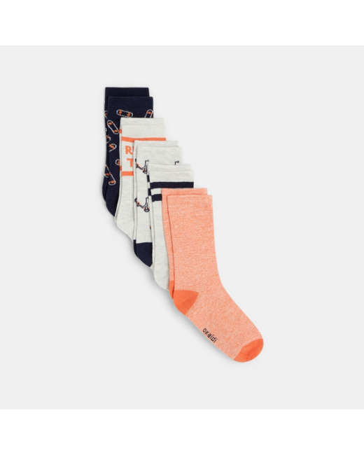 Chaussettes fantaisie (lot de 5 paires) orange garçon