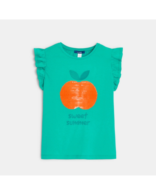 T-shirt à sequins magiques vert fille