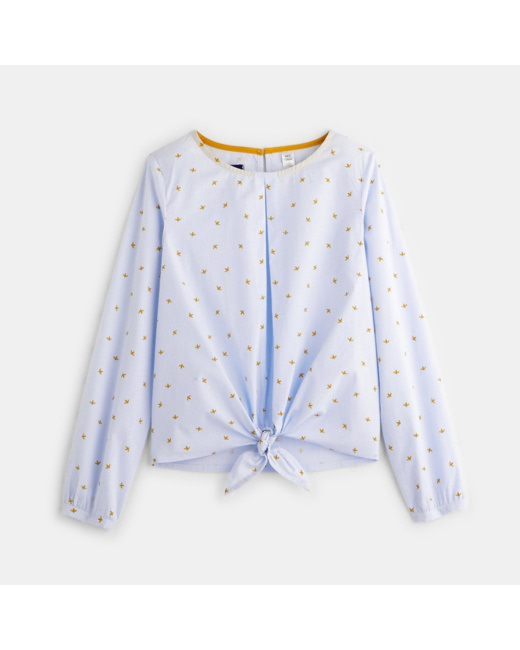 Blouse popeline imprimée bleue fille