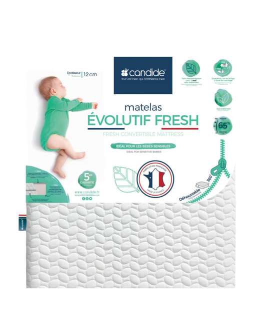 Matelas bébé  Évolutif Fresh déhoussable 360° - 70x140cm
