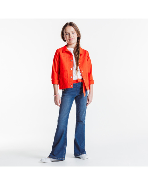 Jean flare ceinturé bleu fille