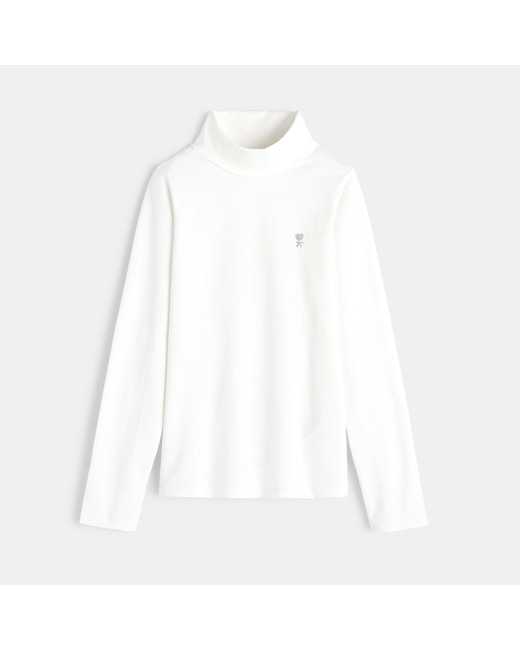 T-shirt col roulé blanc fille