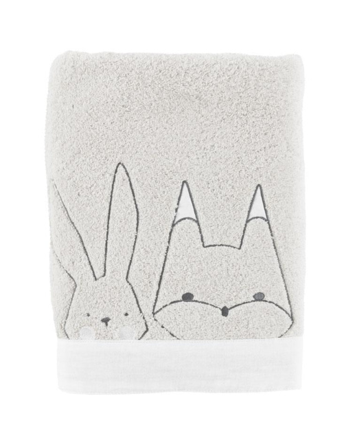 Drap de bain bouclette de coton biologique brodé animaux Imagine