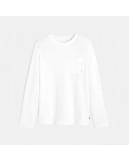 T-shirt uni manches longues blanc garçon