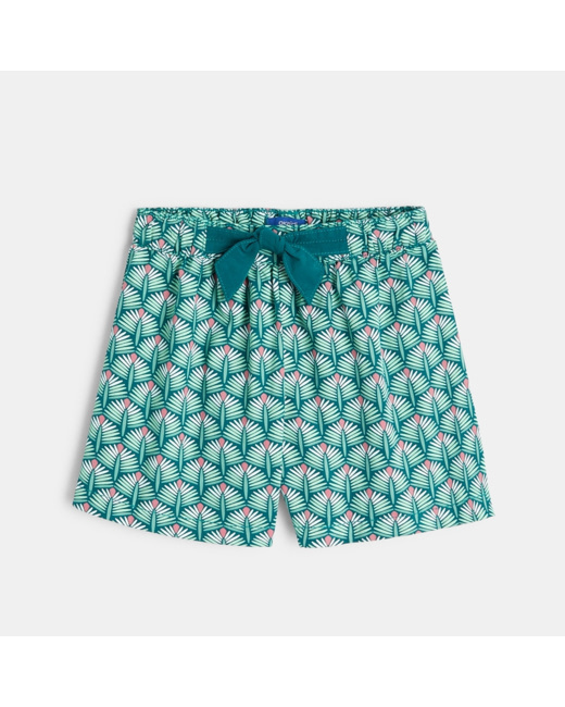 Short en toile imprimée vert fille