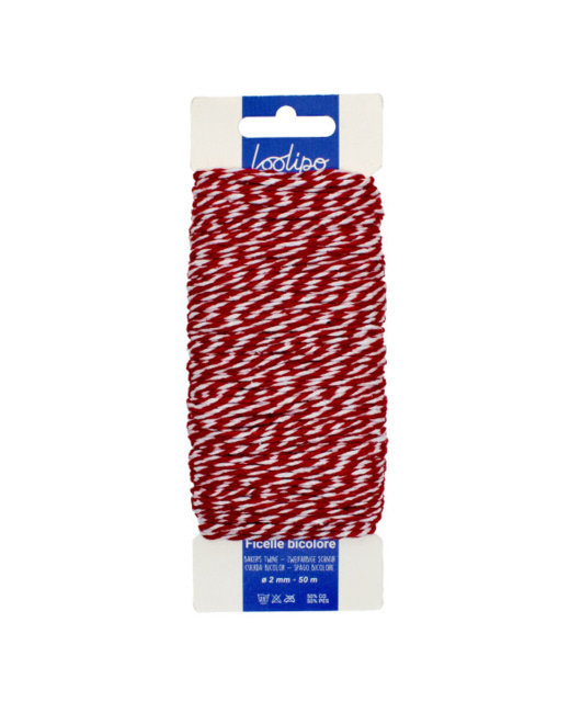 Ficelle Bicolore En Coton - Rouge & Blanc
