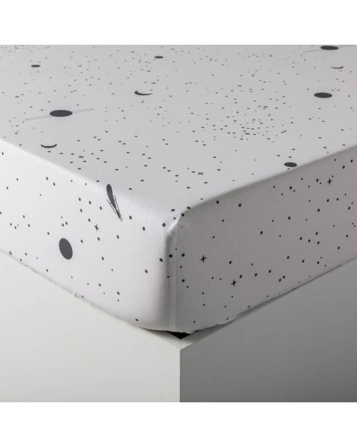 Drap housse pur coton imprimé constellations cosmic