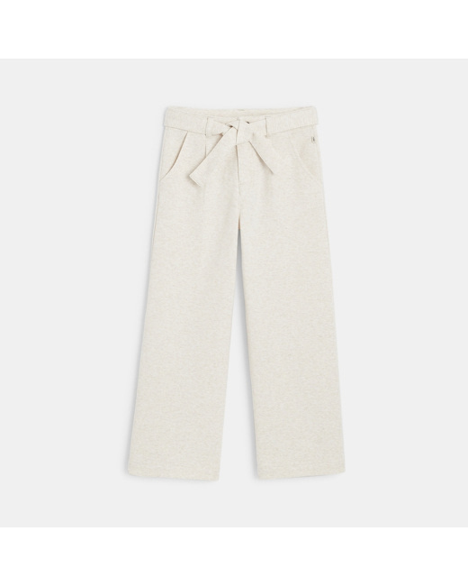 Pantalon taille haute paper bag beige fille