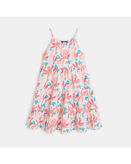 Robe à bretelles imprimée rose fille