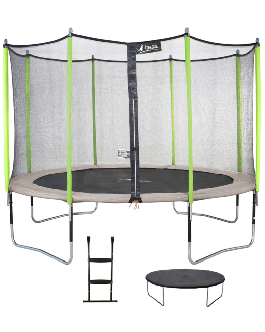 Trampoline de jardin 426 cm + filet de sécurité + échelle + bâche de protection JUMPI 