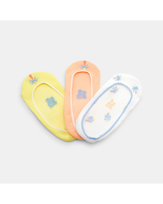 Chaussettes invisibles fantaisie (lot de 3) jaunes fille