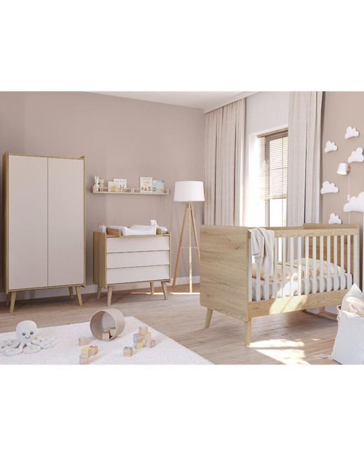Chambre Trio Vintage Lit bébé + Commode + Armoire