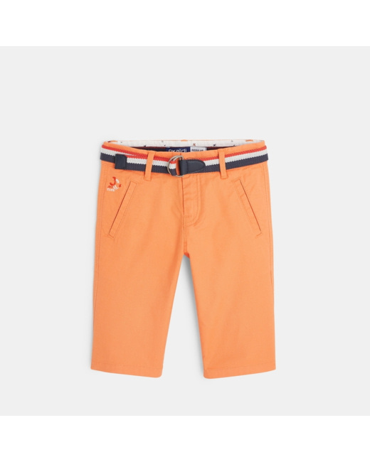 Bermuda droit en toile piquée orange garçon