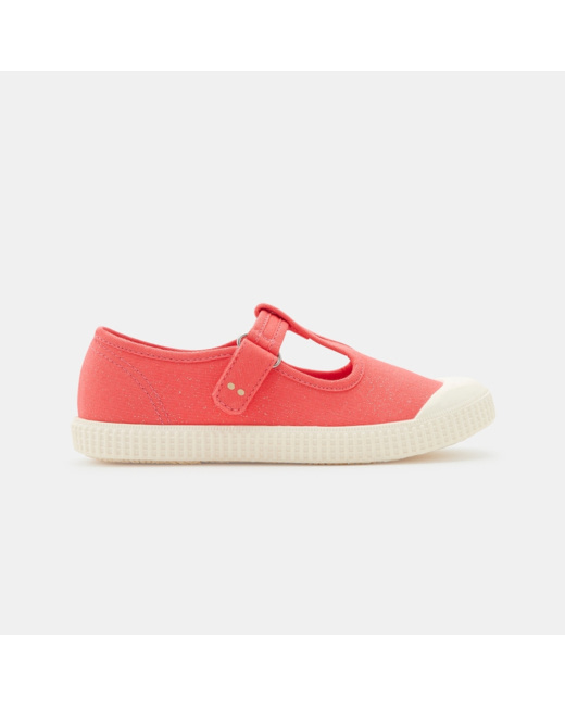 Ballerines toile forme salomé orange fille
